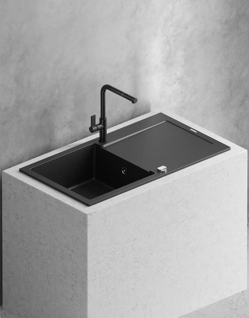 Granite sinks with a mixer tap