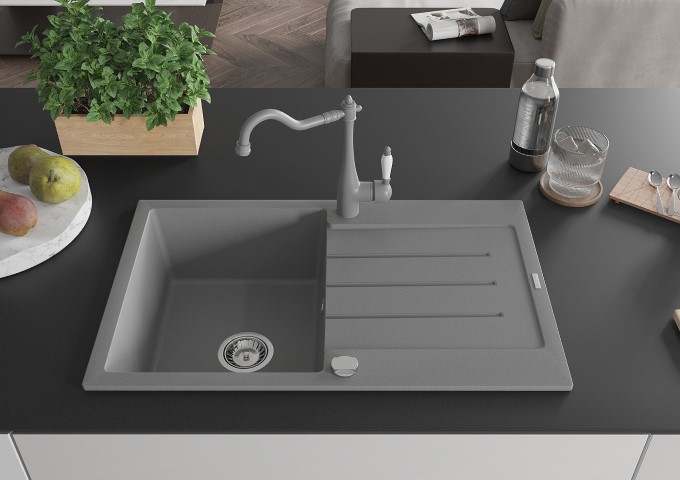 Single Bowl Gray Granite Sinks