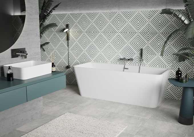 170x80 cm freestanding wall-mounted bath