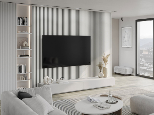 white slats in a room