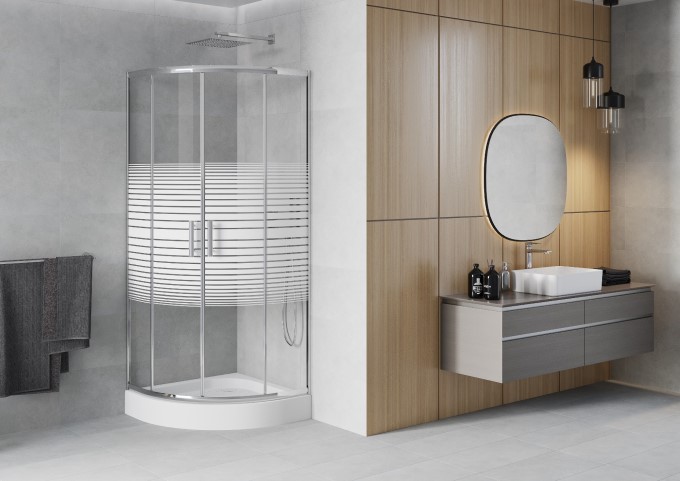 Half-round shower cabin