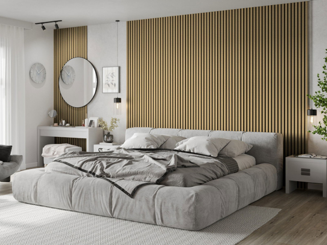 Wall slats in bamboo color