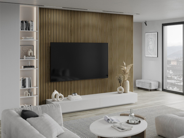 natural oak slats in the living room