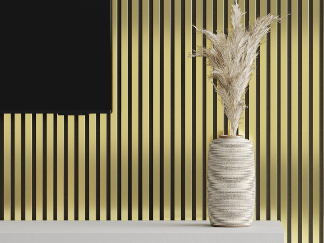 Golden lamellas in a room