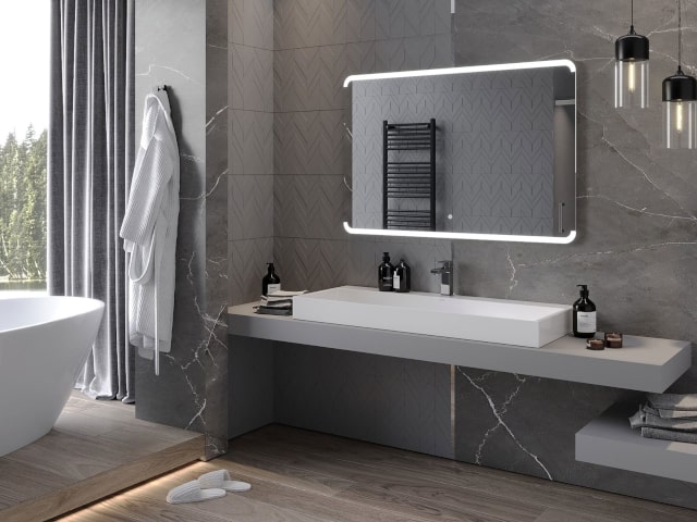 Wall mirror with lighting