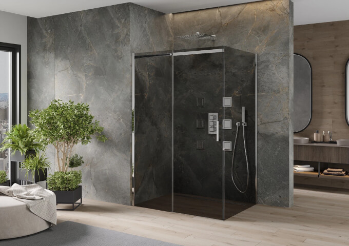 Sliding shower cabin