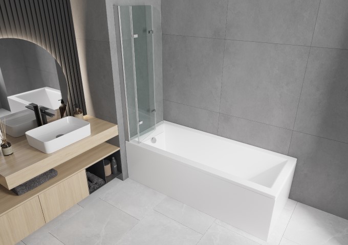 Acrylic bathtub with enclosure