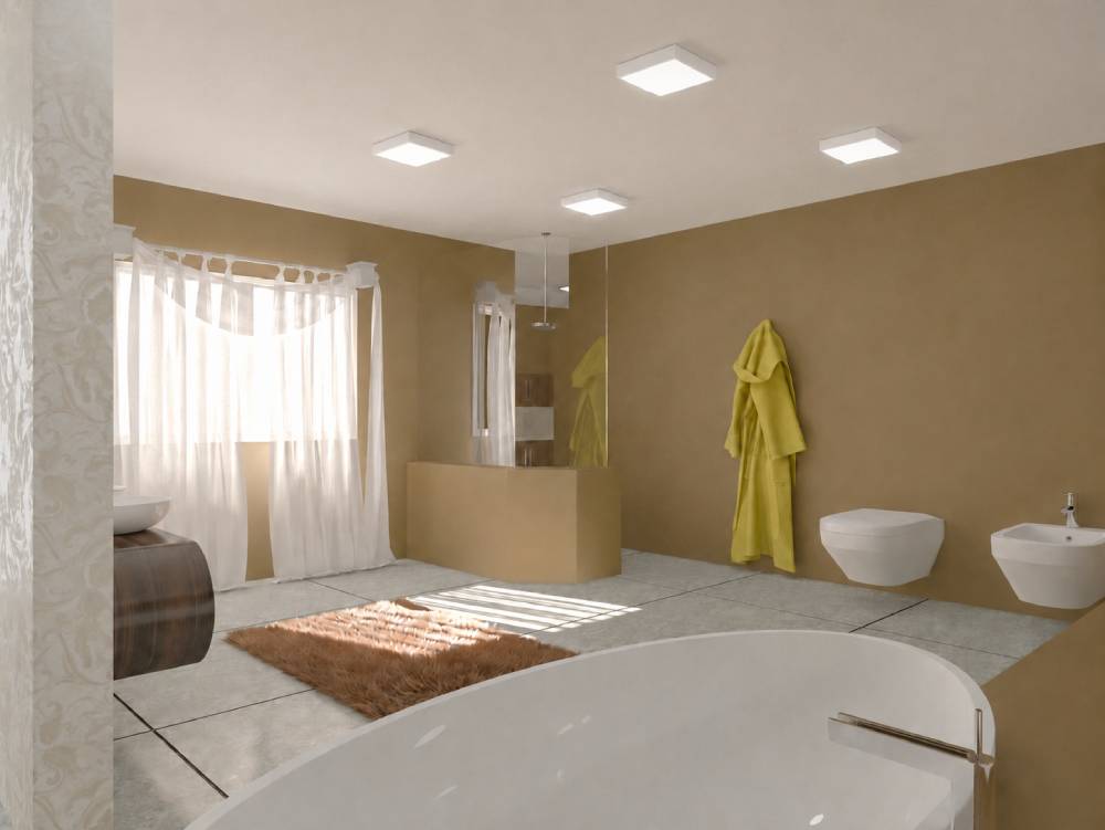 White ceiling lights in the bathroom
