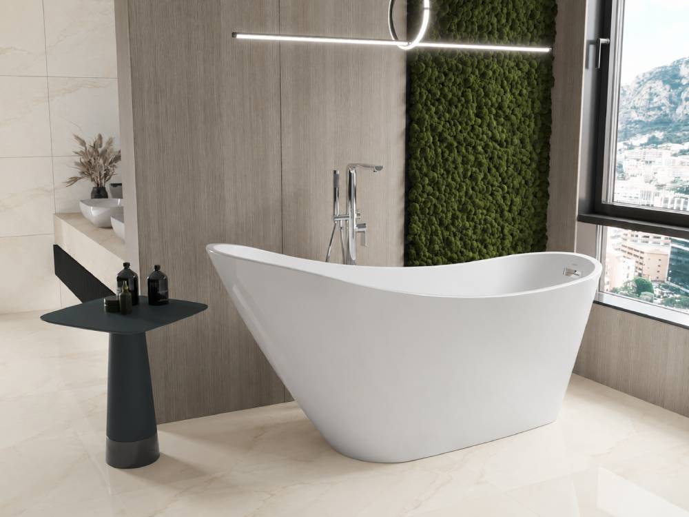 Cream tiles in the bathroom