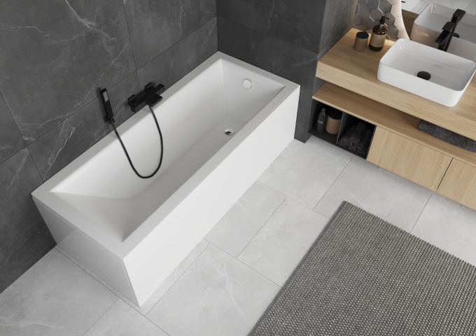 Acrylic bathtub with casing