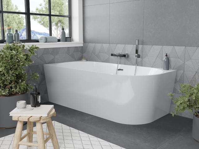Freestanding corner left bathtub