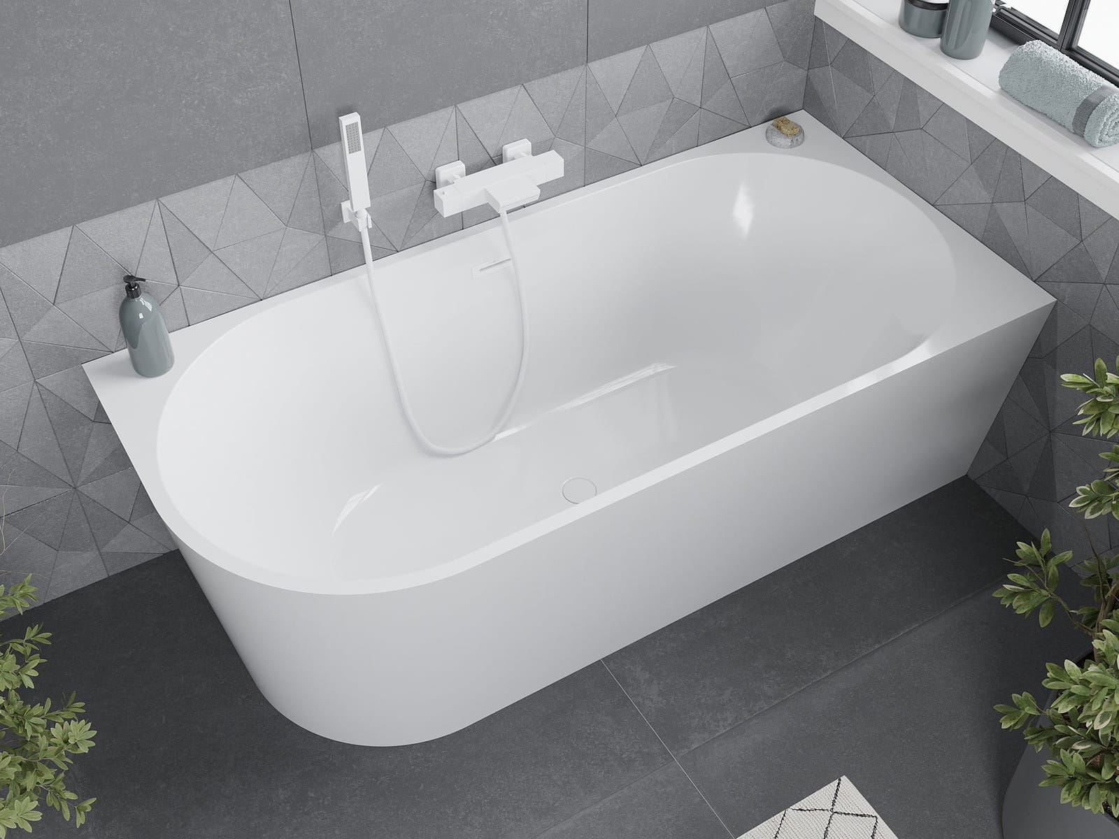 Freestanding Right Corner Baths Installation