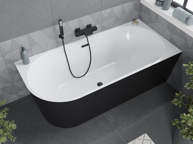 Freestanding corner bath with a length of 160 cm