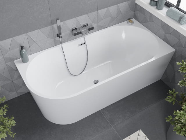 Corner freestanding bath