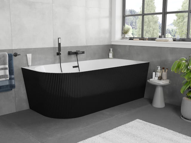 black fluted freestanding bathtub
