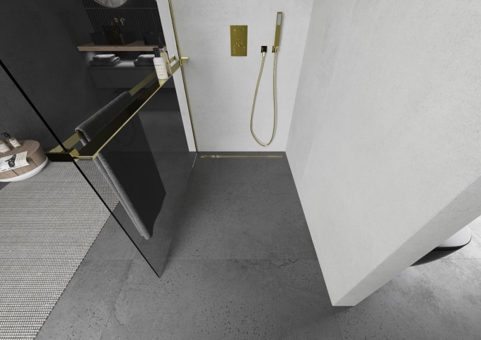 gold shower wall