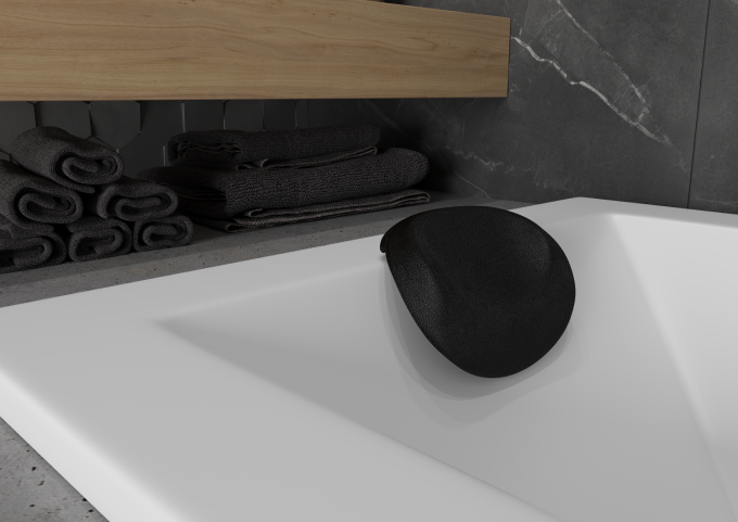 Black bathtub headrest