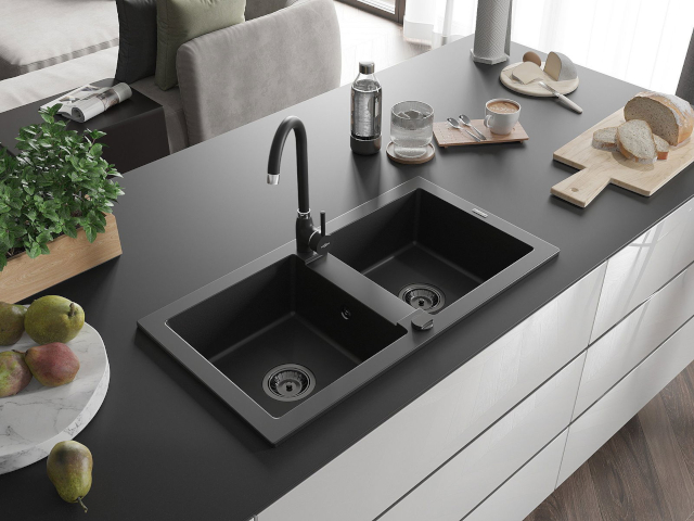 Steel 2-bowl sink