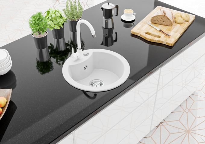 White Kitchen Faucets with Pull-Out Spout