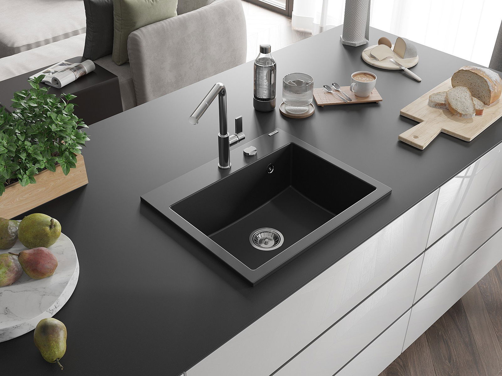 Sink with faucet hole