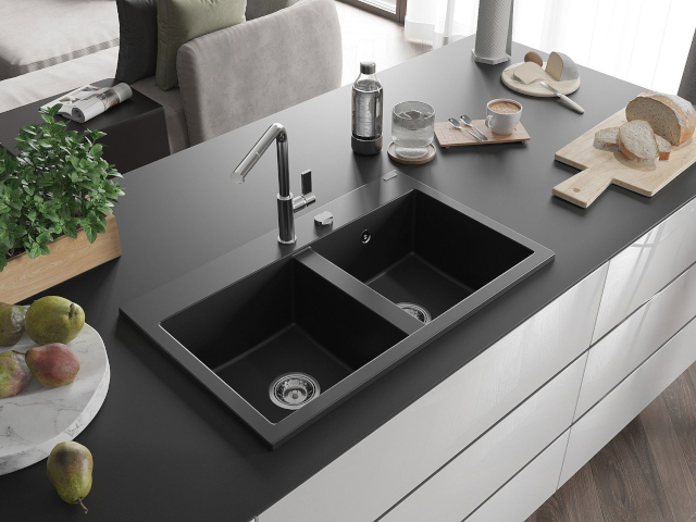 Double bowl stainless steel sink
