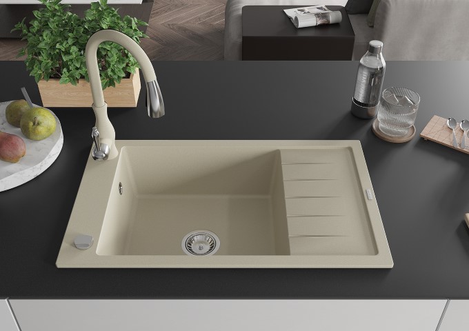 Beige Single Bowl Granite Sinks