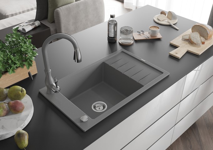 Grey Kitchen Faucets with Pull-Out Spout