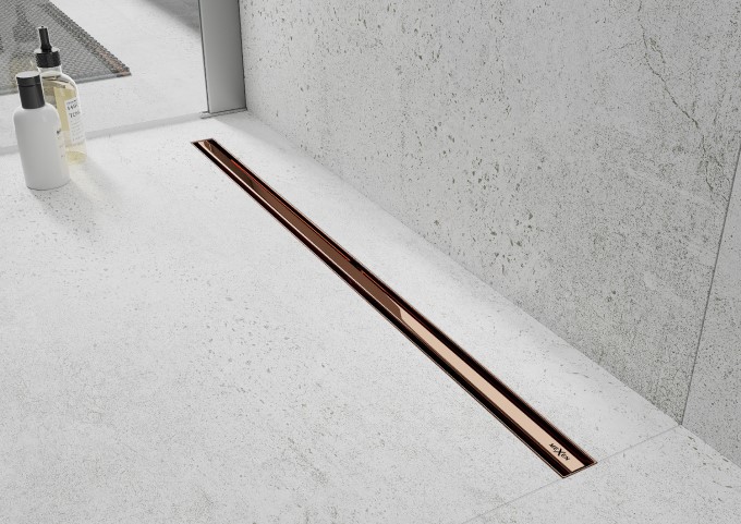 floor linear drain rose gold