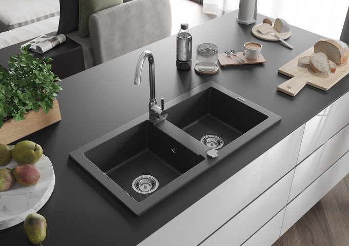 Black Double-Bowl Granite Sinks