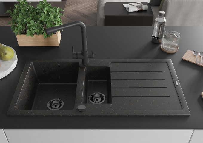 Granite Sinks Black/Gold Metallic