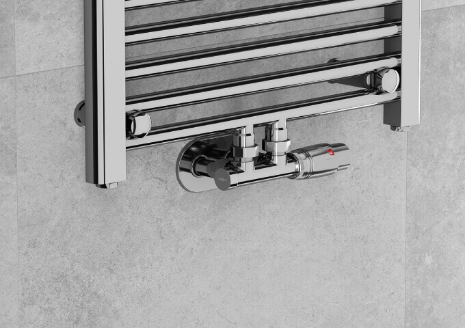 Chromed angle radiator valve