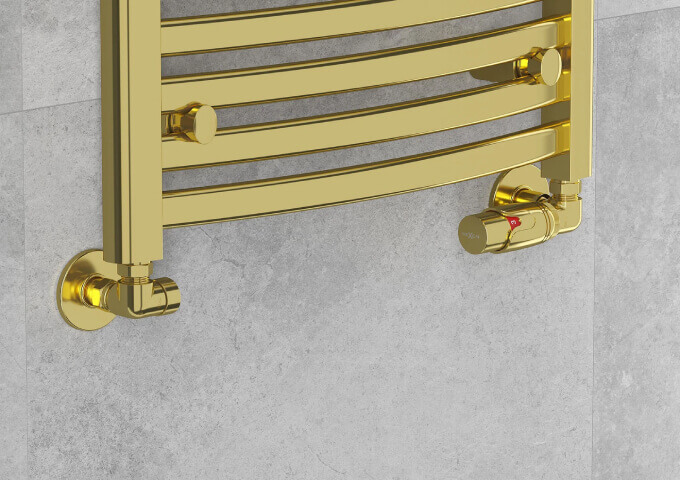 Axial radiator valve gold