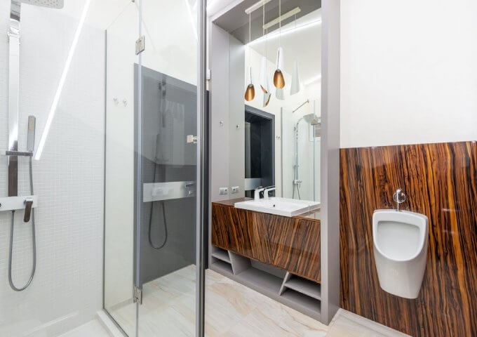 White urinal in a home bathroom