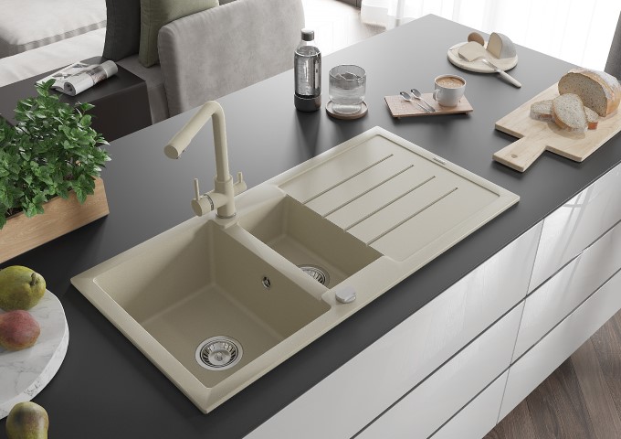 Beige kitchen faucets