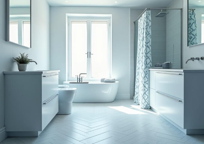 Herringbone vinyl panels in the bathroom