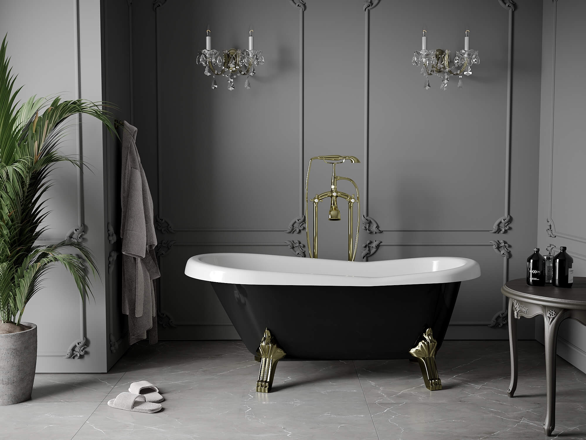 Bathtub and Shower Faucets White/Gold