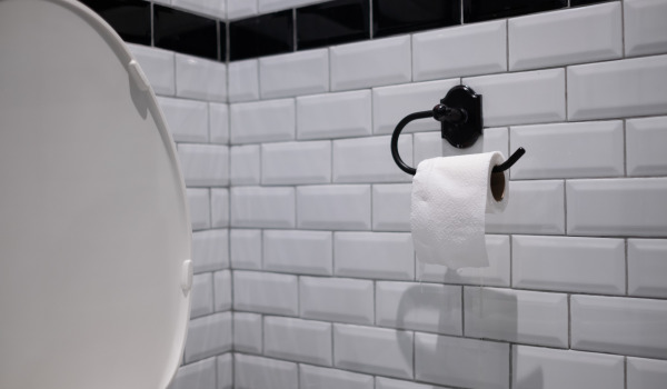 At what height should you set the toilet paper holder?