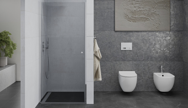 Spacious Bathroom with Shower Doors