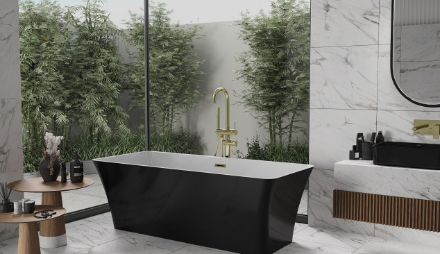 Combining Black and Gold in a Marble Bathroom