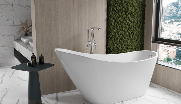 Cosy Bathroom in Earth Colours - Moss Wall