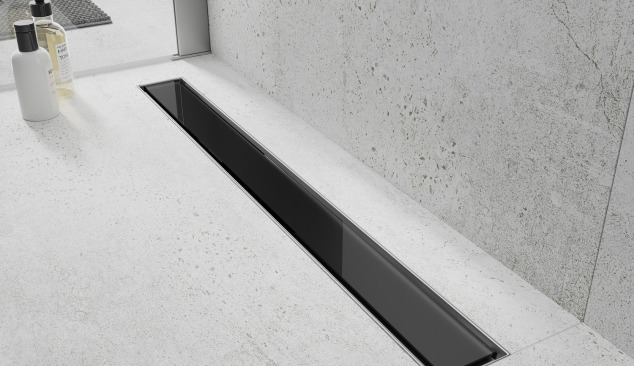 Elegant, glass linear drain