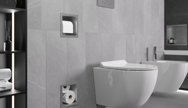Toilet roll holder with built-in wall magazine