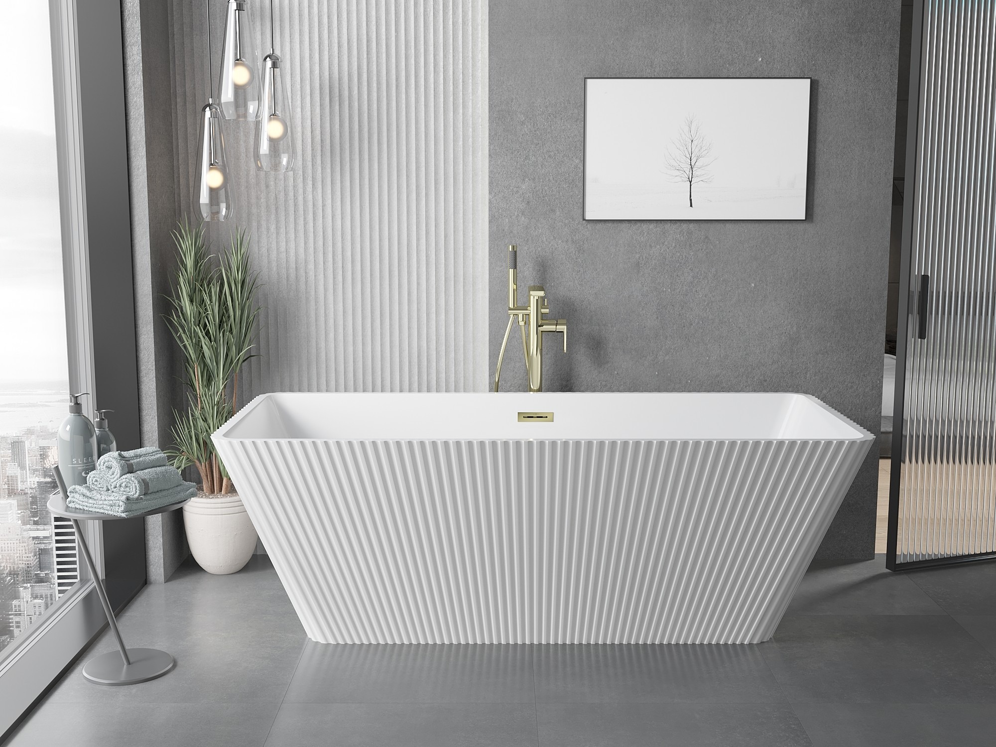 Grooved freestanding bath– style and functionality in one