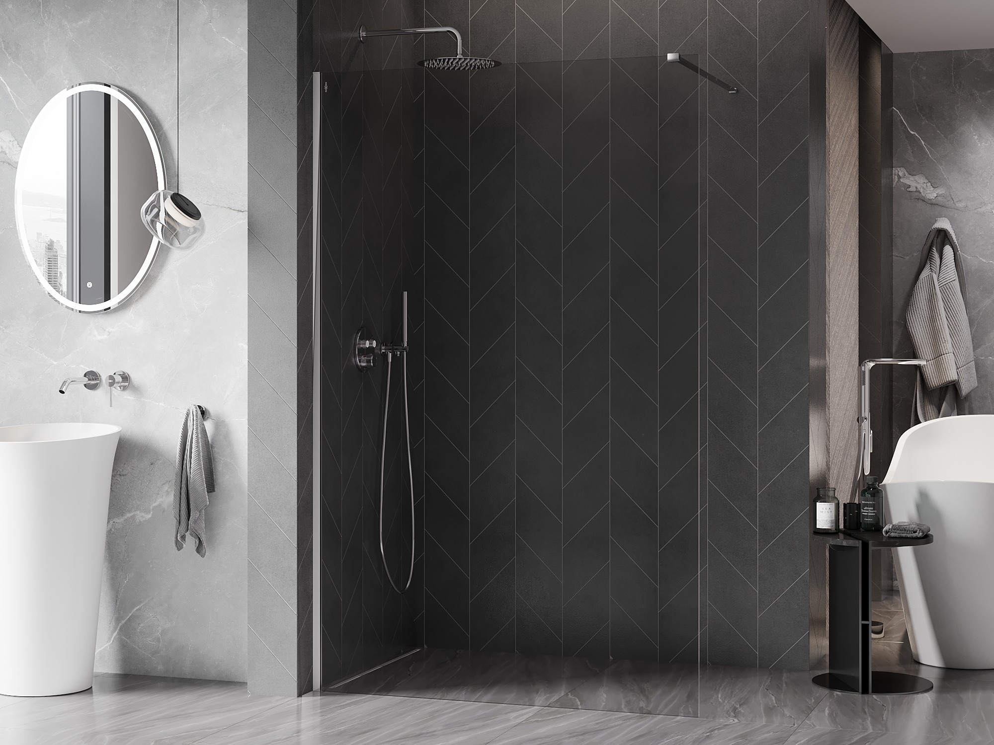 Graphite Mosaic in the Shower