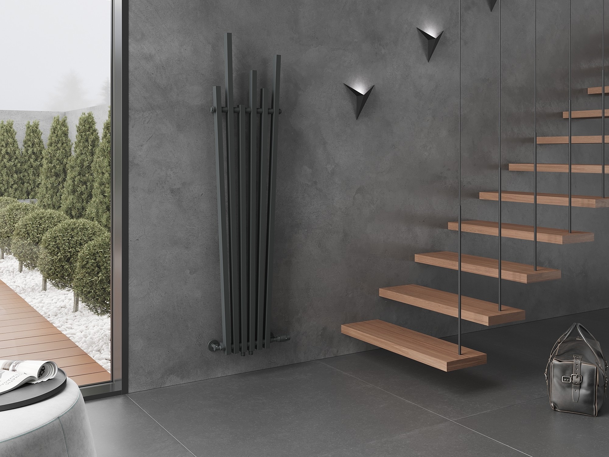 Anthracite Decorative Radiator in the Hallway