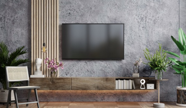 Slats in the TV Zone Arrangement — Idea for a Modern Living Room