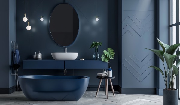 How to Arrange a Navy Blue Bathroom? Inspirations, Colors, and Accessories