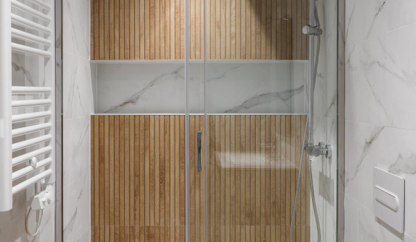 Built-in Shower System in a Small Bathroom