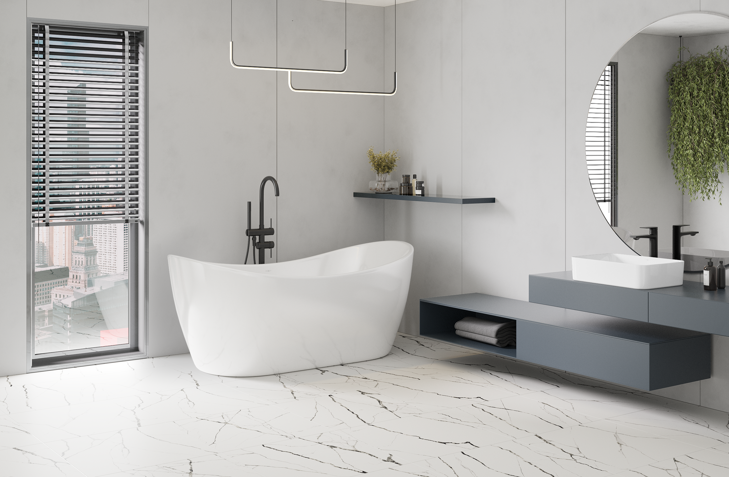 Freestanding bathtub in modern style