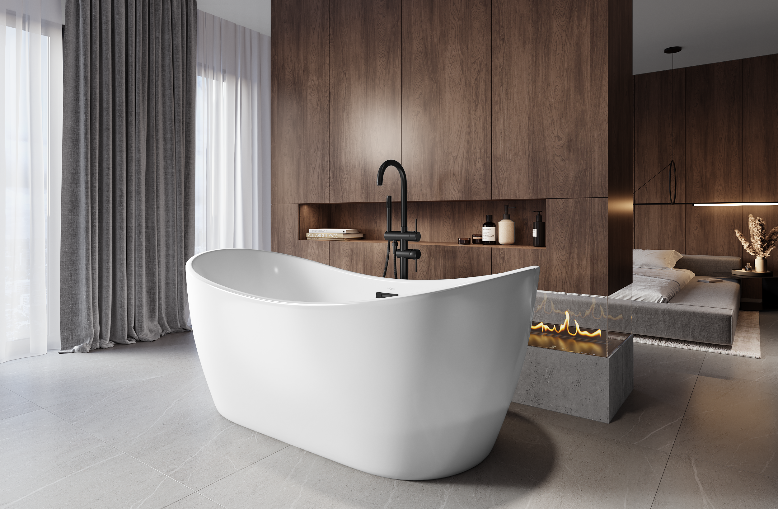 Freestanding bathtub in classic style